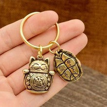 LUCK幸运黄铜牌钥匙扣挂件创意个性网红汽车链锁匙圈环男女包挂饰