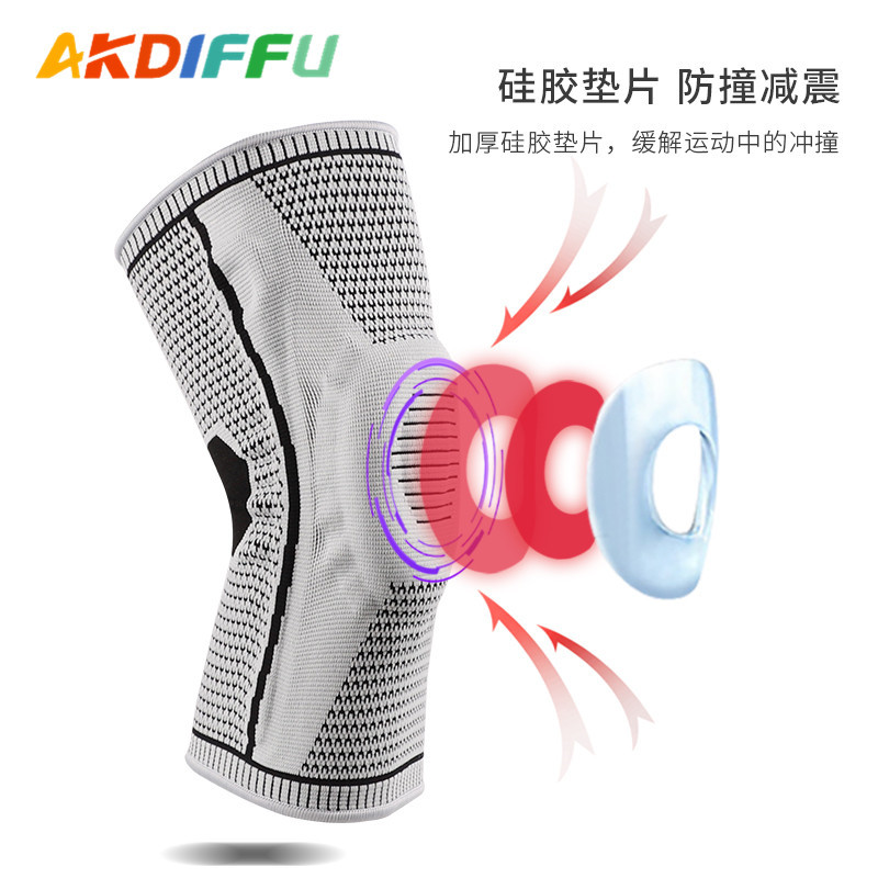 Rodilleras de silicona transfronterizas, rodilleras deportivas de punto, rodilleras de nailon, rodilleras de compresión de resorte, rodilleras de baloncesto, en nombre del cabello