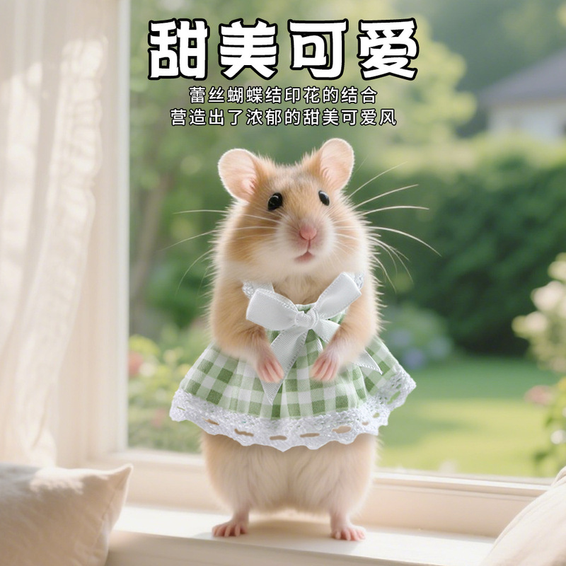 亚马逊新款夏季新款小宠连衣裙仓鼠可爱外出裙子荷兰猪金丝熊装扮|undefined