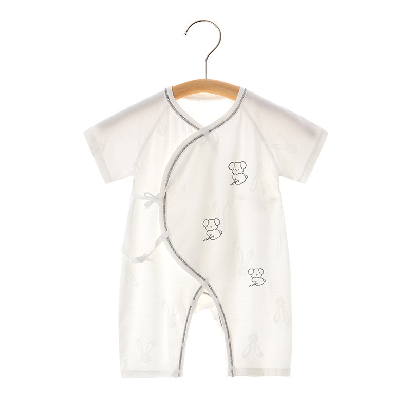 반팔 바지 점프 수트  여름 자카드 얇은 뼈없는 옷 토끼 옷  에어컨 옷