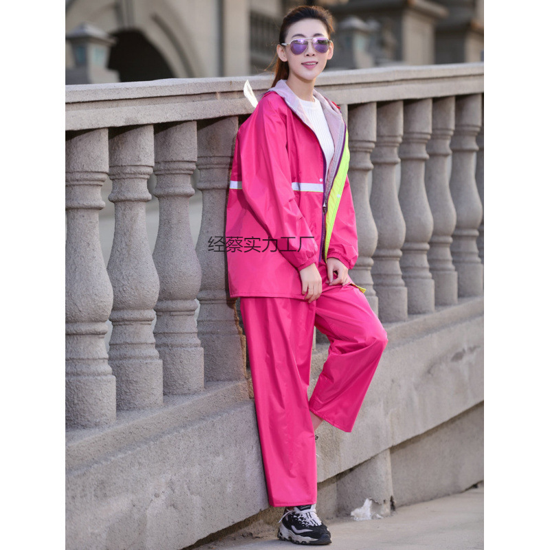 Manufacturer Wholesale Motorcycle and Electric Vehicle Double-Layer Reflective Strip Raincoat Set, Fully Lined Outdoor Raincoat