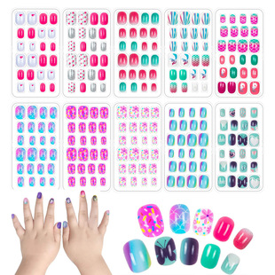 Children's Manicure, Fake Nail Patches That Do Not Hurt Nails, Little Girls' Removable Wearable Nail Patches with Adhesive Backing, Manufacturer Wholesale