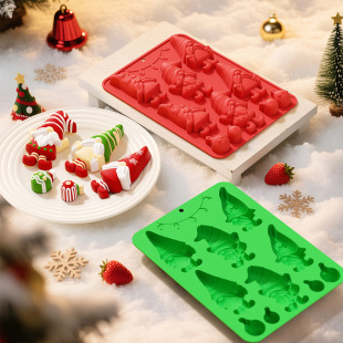 New Multi-Link Santa Claus Chocolate Mousse Food Grade Silicone Mold Easy to Release Candy Baking Mold