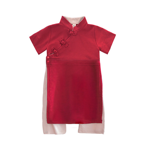 One-year-old baby's one-year-old clothes, boys and girls' 100-day banquet dress, Chinese style Tang suit jumpsuit, spring, autumn and winter clothing