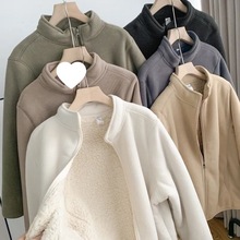 重磅 岛国双层复合绒 秋冬加厚保暖羊羔绒+摇粒绒立领夹克外套男