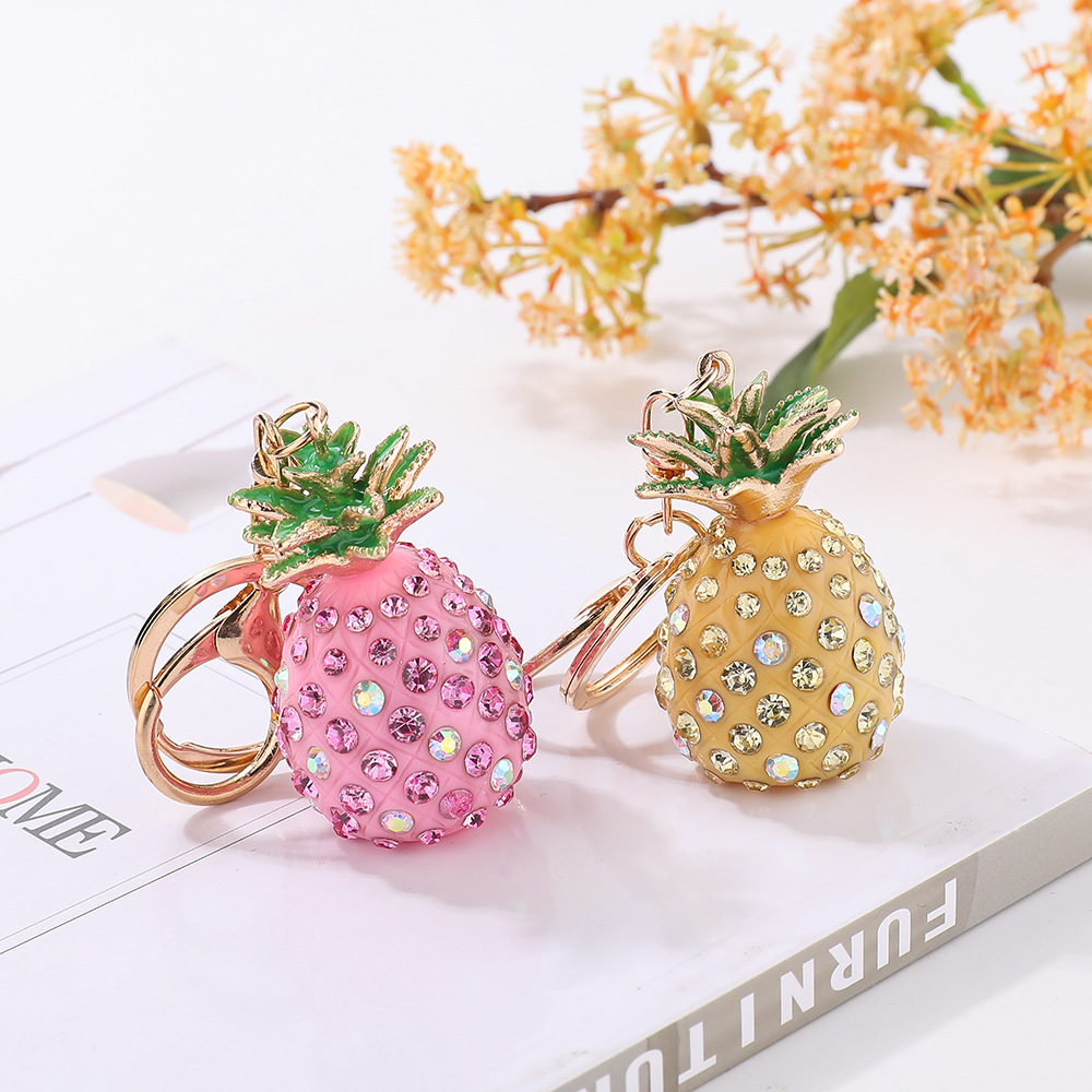 1 Piece Quantity 1 Piece Bag Pineapple Bag Pendant Keychain Alloy Women's Cute Bag Pendant Keychain