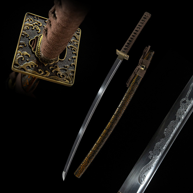 Foreign Trade Wholesale Longquan Handmade Japanese Sword Iai Sword Samurai Oriental Sword One-Piece Long Sword Katana Unedged Foreign Trade Wholesale Longquan Handmade Japanese Sword Iai Sword Samurai Oriental Sword One-Piece Long Sword Katana Unedged