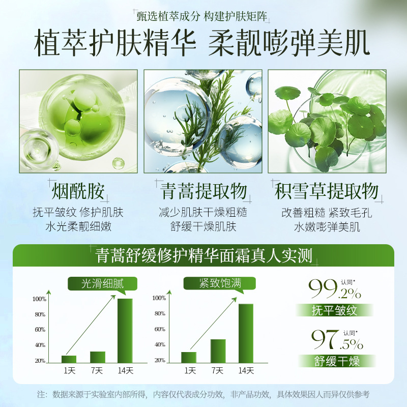Bai Zhen Tang Artemisia Artemisia Calming Repairing Essence Cream, hidratación, hidratación, relajación y firmeza de la piel, crema antiarrugas