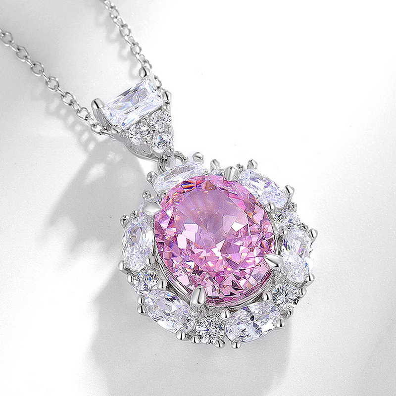 Wilsheng joyería moda Internet celebridad Flor de hielo corte alto carbono diamante colgante clavícula cadena S925 plata color tesoro plata joyería collar