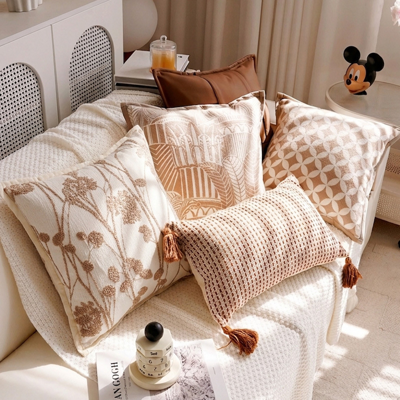 Cream-wind lujoso hogar sofá almohada cubierta de almohada asiento de alto nivel cama ventana flotante respaldo almohada almohada cubierta image 4