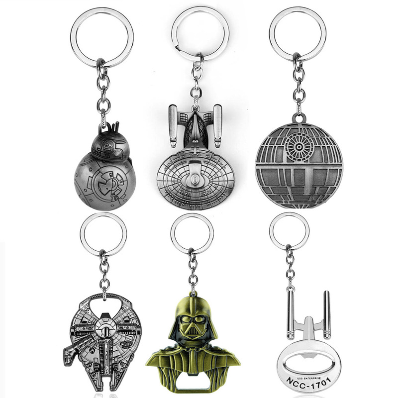 Star Wars Force Awakening Robot Spaceship Keychain Bottle Opener Dual-purpose Alloy Retro Keychain Batch