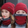 Warm winter knitted hat with hood, woolen keep warm scarf, Korean style