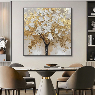 Pure Hand-painted Oil Painting Gold Fortune Tree Restaurant Decorative Painting Modern Light Luxury Living Room Sofa Background Wall Large Hanging Painting