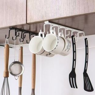 Kitchen multi -functional hook standing rack free punching hanging cabinet door card clip hook spatula spoon table storage sorting rack
