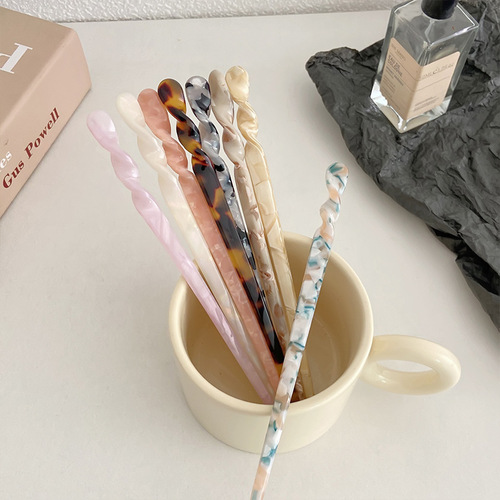 Ancient style acetic acid hairpin, simple modern hairpin, women's retro Hanfu headdress, marble hairpin, hair accessories