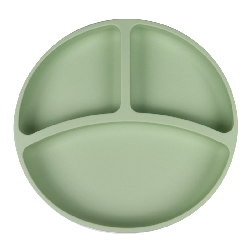 Nuevo producto de Amazon Bandeja de comida de silicona para bebés Bandeja de comida para niños Banquete dividido Tazón de comida para bebés Ventosa integrada de grado alimenticio