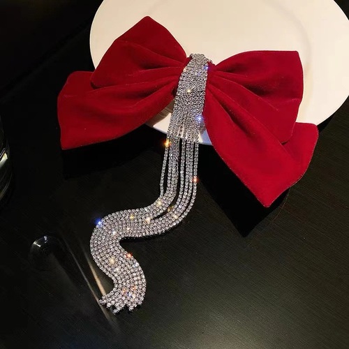 Singer host Stage Performance hair bowknot toast  bridal hair pin head spring clip hair clip engagement evening party headdress