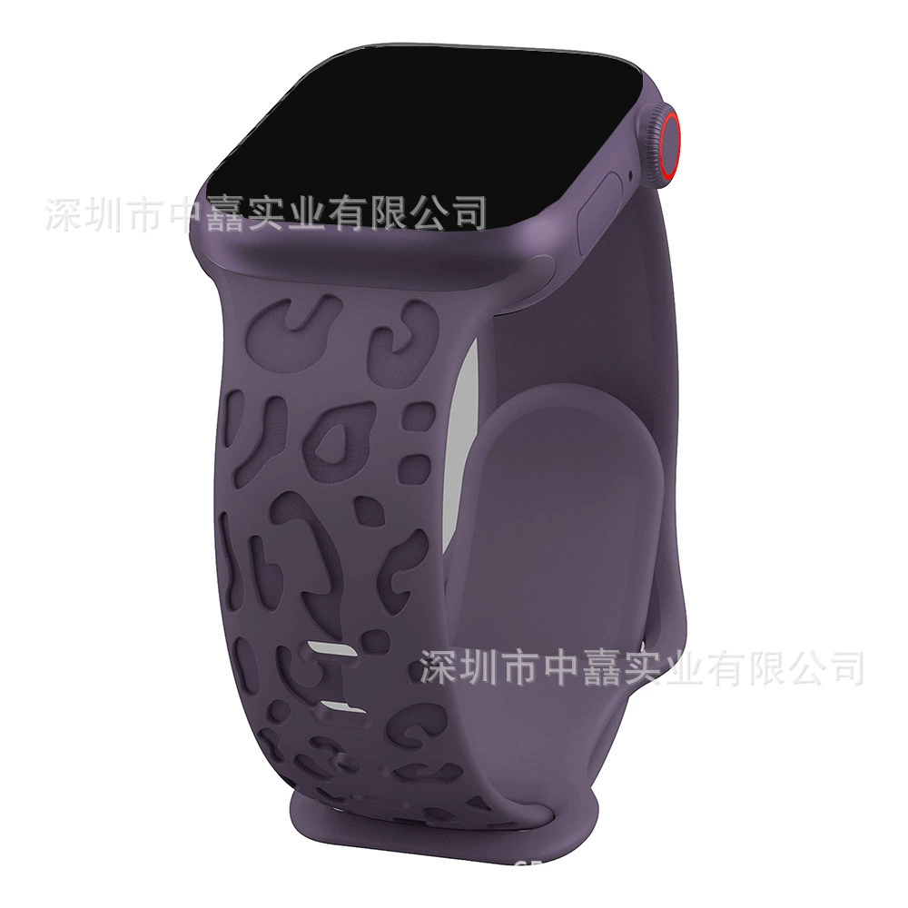 Silicone Watch Strap Apple compatible, 38–49 mm, soft leopard-texture band