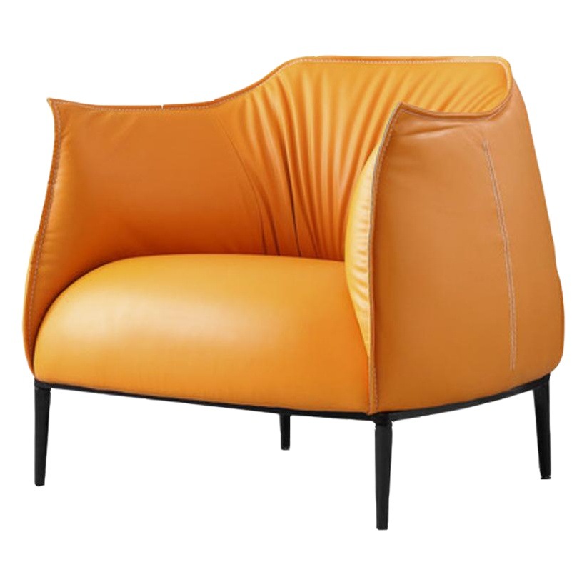 European Style Leather Sofa Living Room Full-set Luxury Leather Art Sofa Chair Leather Small Apartment Combination Sofa Nordic Single Chair