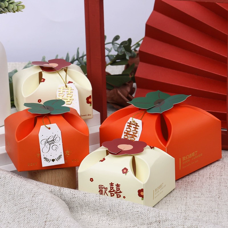 Новая свадебная коробка для конфет, коробка для конфет в стиле INS с изображением хурмы, высококачественная свадебная коробка для конфет на стол, подарочная коробка.