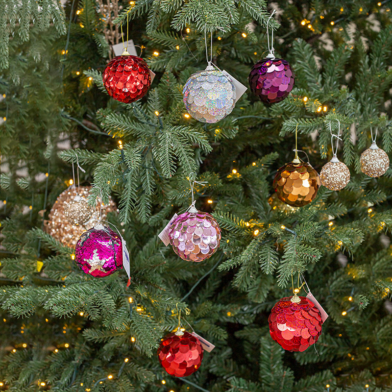 8CM Navidad de color esquinilla escala de pescado ventanas de bolas de Navidad adornos de árbol de Navidad colgantes en stock fábrica al por mayor