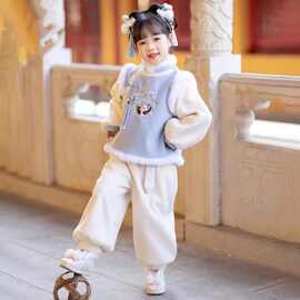 儿童汉服男童古风2024少爷中国风小女孩拜年服女童新年唐装合唱服