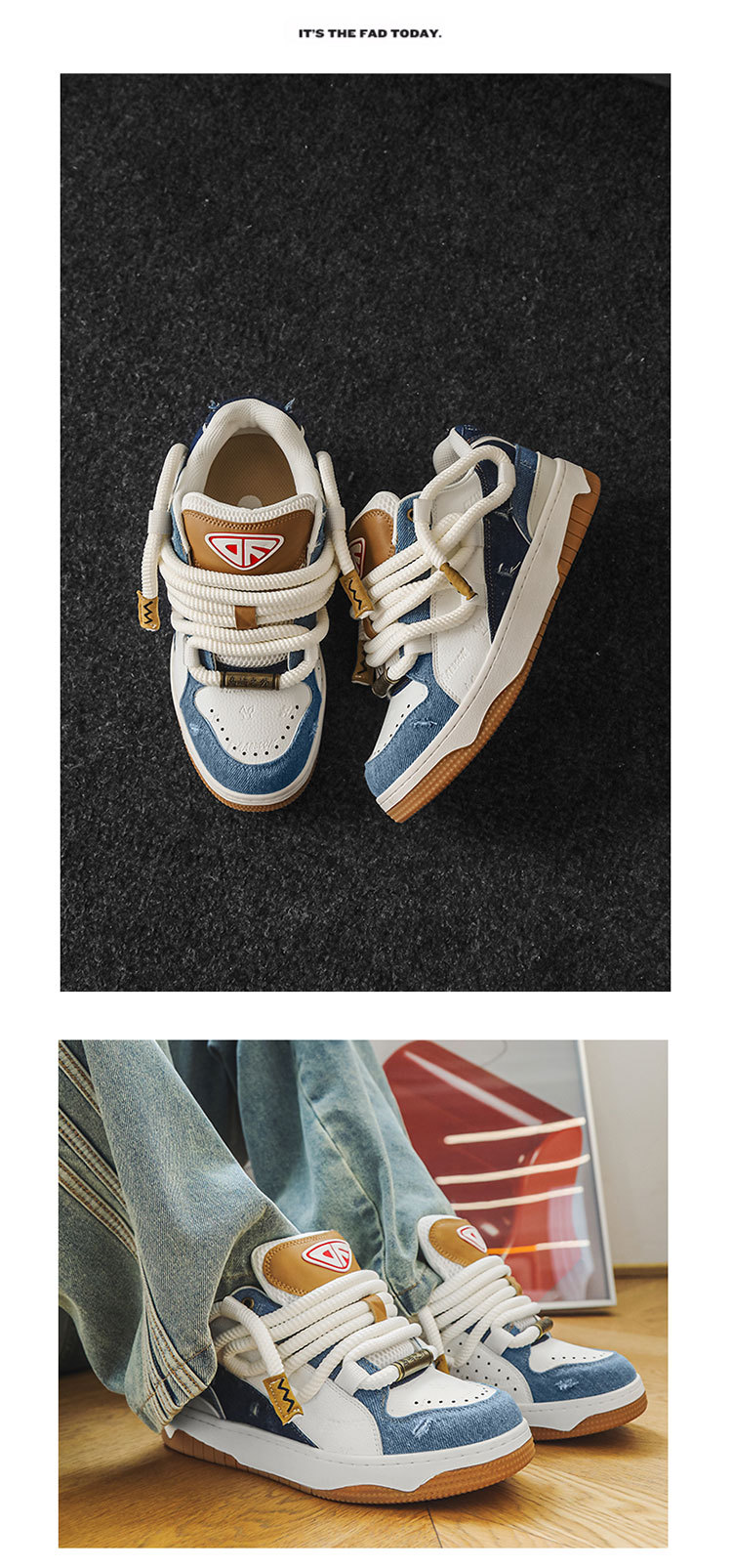 Unisex Denim Trainers For Summer Versatile Breathable Sneakers_voghion.com