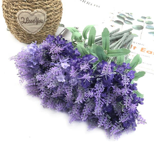 Simulation Flower 10 heads Plaonus Lavender Plastic Fake Fake Fake Ten Lavender Silk Flower Wholesale Manufacturers Direct Sales