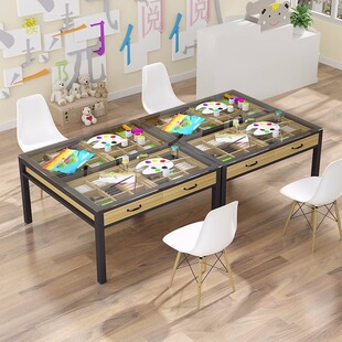 Kindergarten Art Table Painting Table Primary School Students Training Class Tables and Chairs Kidsren's Handmade Design Drawer Table Studio Table