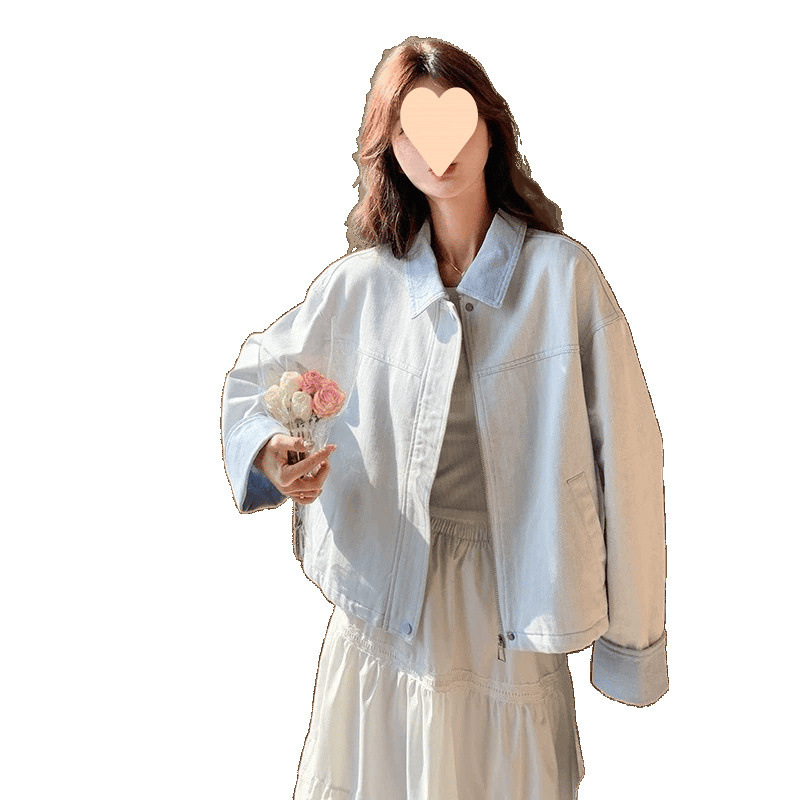 感好看韩系休闲牛仔外套女春季出游漂亮翻领夹克上衣|undefined