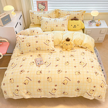 跨境新款三丽鸥高克重200克保暖加厚卡通牛奶绒四件套床上用品批
