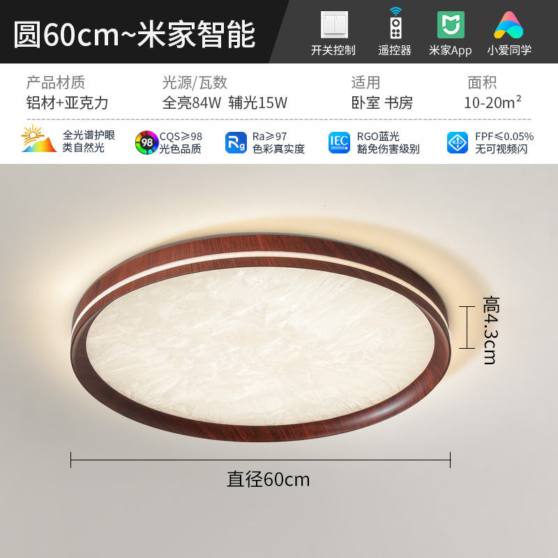 Lámpara de dormitorio de espectro completo redonda 60cm - soporte para el control de los compañeros de clase