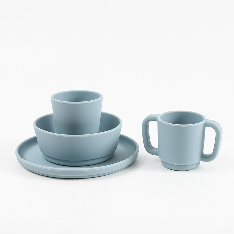 Food Grade Silicone Feeding Tableware Set Baby Food Supplemental Tableware Silicone Bowl Water Cup Dinner Plate Baby Food Supplemental Bowl
