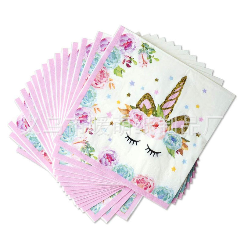 Factory in stock New Cartoon Unicorn Color Printing Napkin Paper Towel Western Restaurant Baking Shop Facial Tissue Factory in stock New Cartoon Unicorn Color Printing Napkin Paper Towel Western Restaurant Baking Shop Facial Tissue