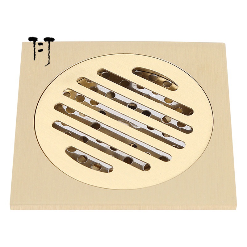 Lavadora de baño de cobre antiguo, tubería de drenaje, desagüe de piso de doble propósito, balcón, desagüe de piso cuadrado de gran desplazamiento