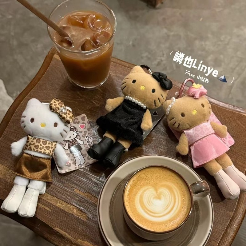 黑皮长腿小香风包包hellokitty小挂件书包挂饰品公仔毛绒女生玩偶|undefined