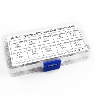 100Pcs 10 Specifications 3.6X10Mm Glass Fuse Tube with Pins 0.5A10A Straight Plug 250V Set