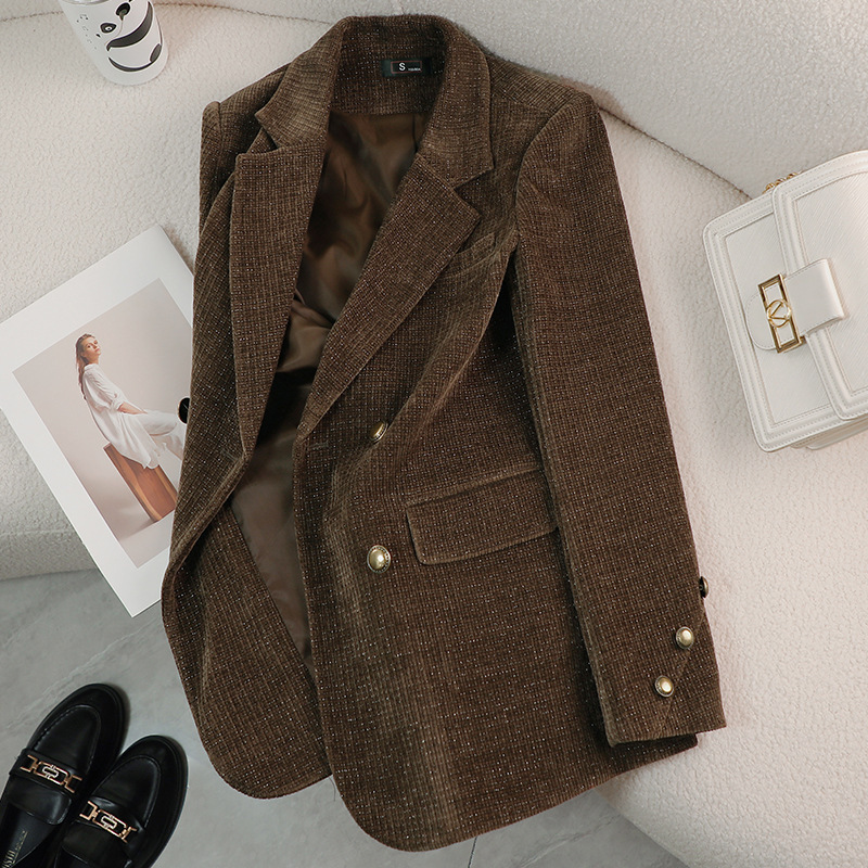 Advanced Sense Corduroy Small Suit Jacket Women's 2024 Autumn and Winter New Elegant Fashionable Loose Casual Suit Top