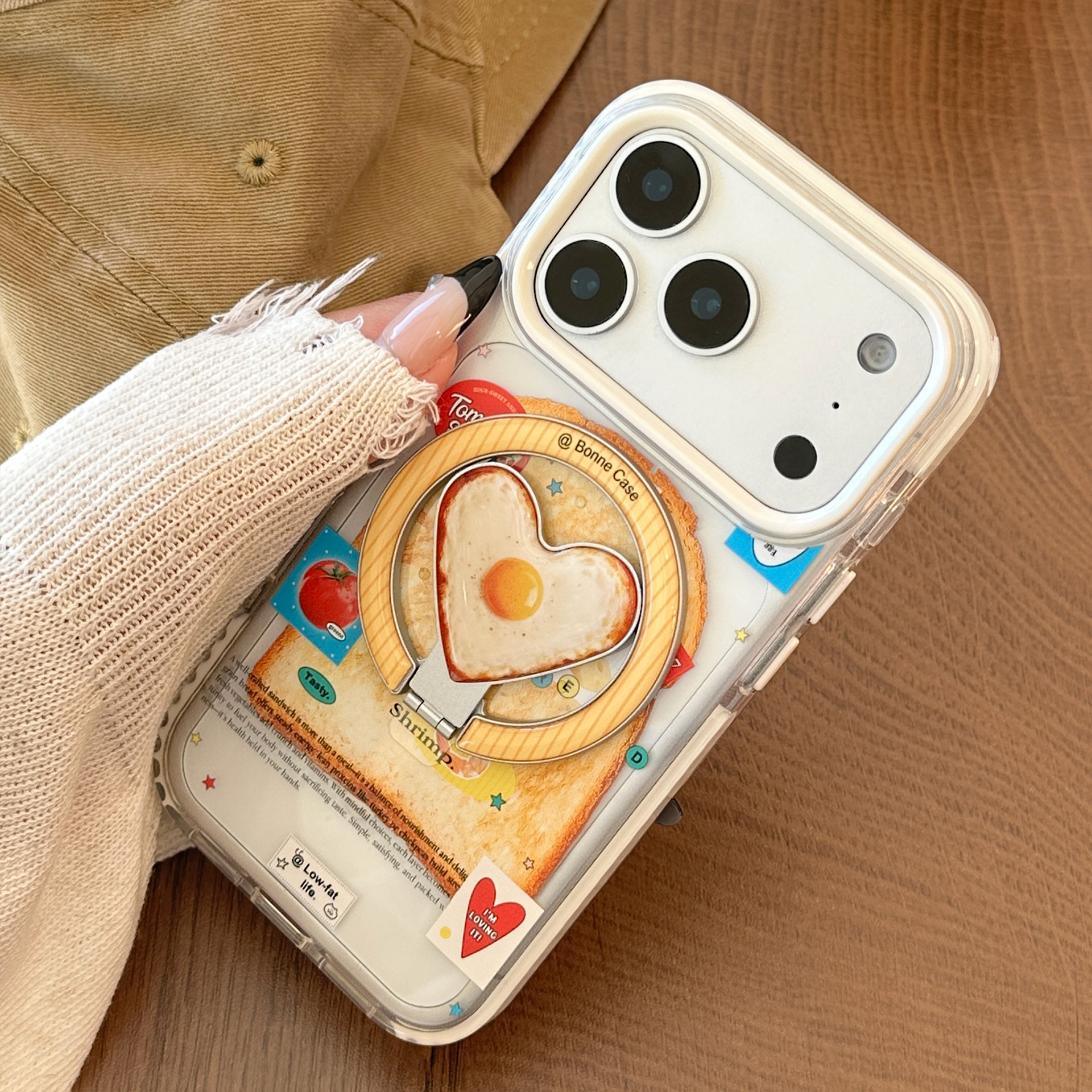 Magnetic Transparent Phone Case With Fried Egg Design For Iphone_voghion.com