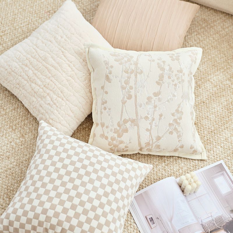 Light Luxury Ins Style Living Room French High-End Soft Pillow Plush Pillowcase Cushion Bedside Pillow Dormitory