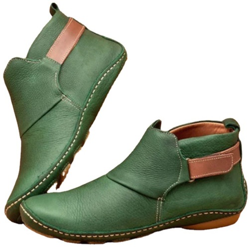 WINTER AND SPRING ROUND HEAD CASUAL WOMEN'S LEATHER BOOTS TUBULAR FLAT LIGHTWEIGHT SOLID COLOR PLUS SIZE MARTIN BOOTS FOR WOMEN