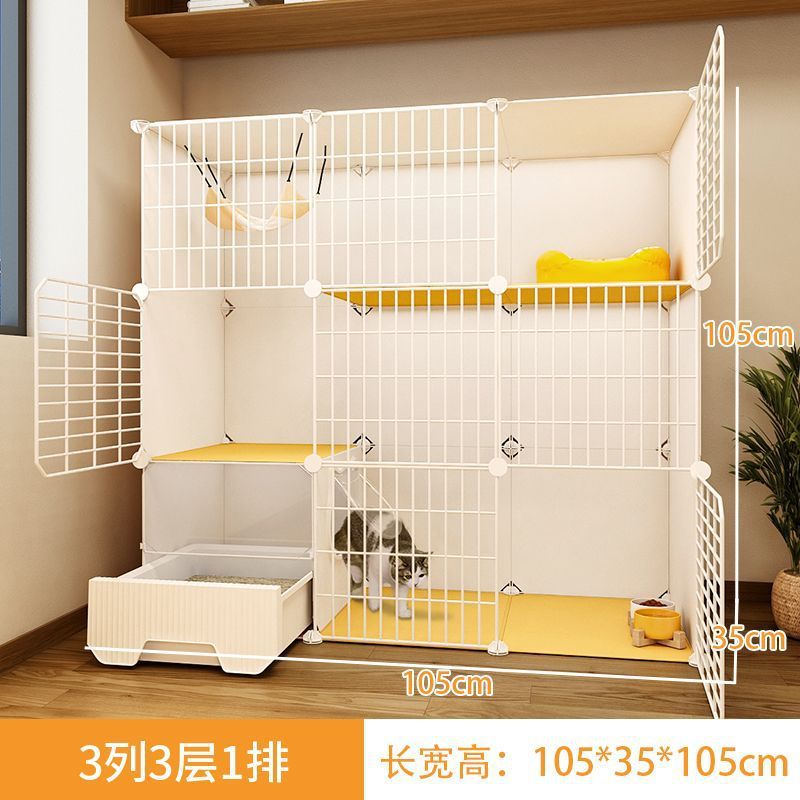 トイレ付き猫ケージ、家庭用屋内特大フリースペース、子猫暗号化2階建て猫ヴィラ猫ハウス巣|undefined