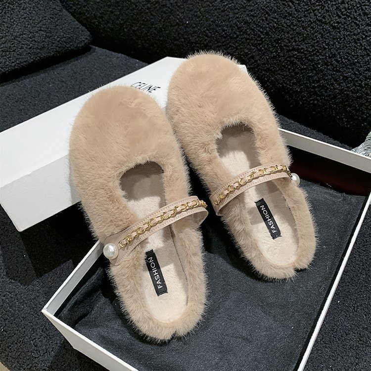 2023 Autunno nuovo peluche dolce e carino scarpe di peluche bianche scarpe da donna che indossano scarpe di cotone calde all'esterno_voghion.com