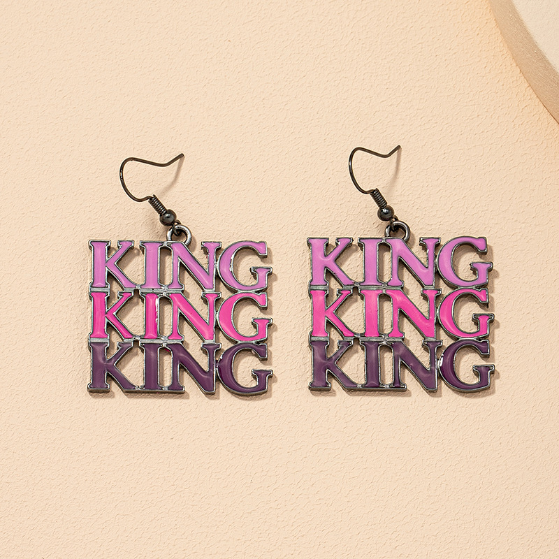 Fashion Letter King Earrings display picture 1