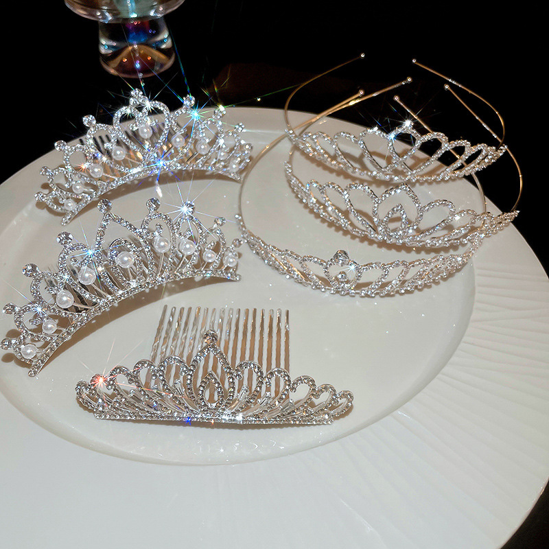 60g Weight Hair Band Hair Accessories Type Rhinestones Inlay Material 1 Piece Quantity Street Occasion Alloy Material Crown Pattern Women'S Gender Plating Design Lady Crown Alloy Plating Rhinestones Hair Band 1 Piece 无