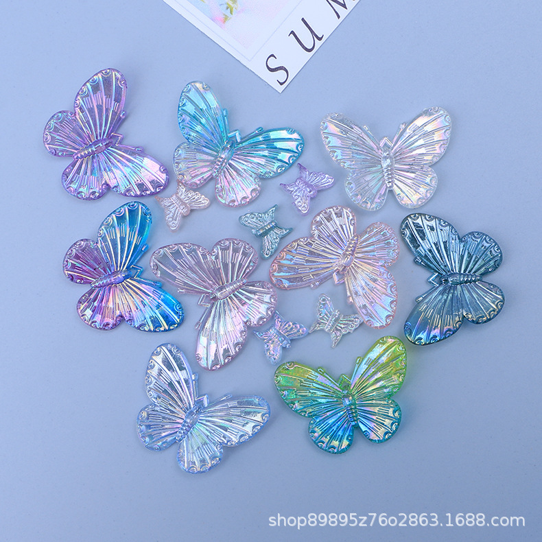 Wholesale DIY Cream Glue Laser Transparent Gradient Butterfly Phone Case Material Kit Handmade Resin Accessories Jewelry