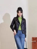 Autumn polyurethane short jacket, Korean style, plus size