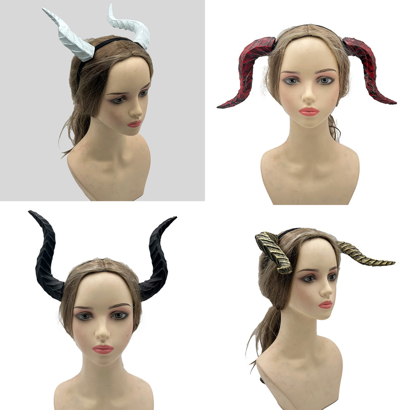 Halloween Horn Headband Carnival Mardi Gras Dragon Horn Headdress Cosplay Dance Cross-Border Headdress