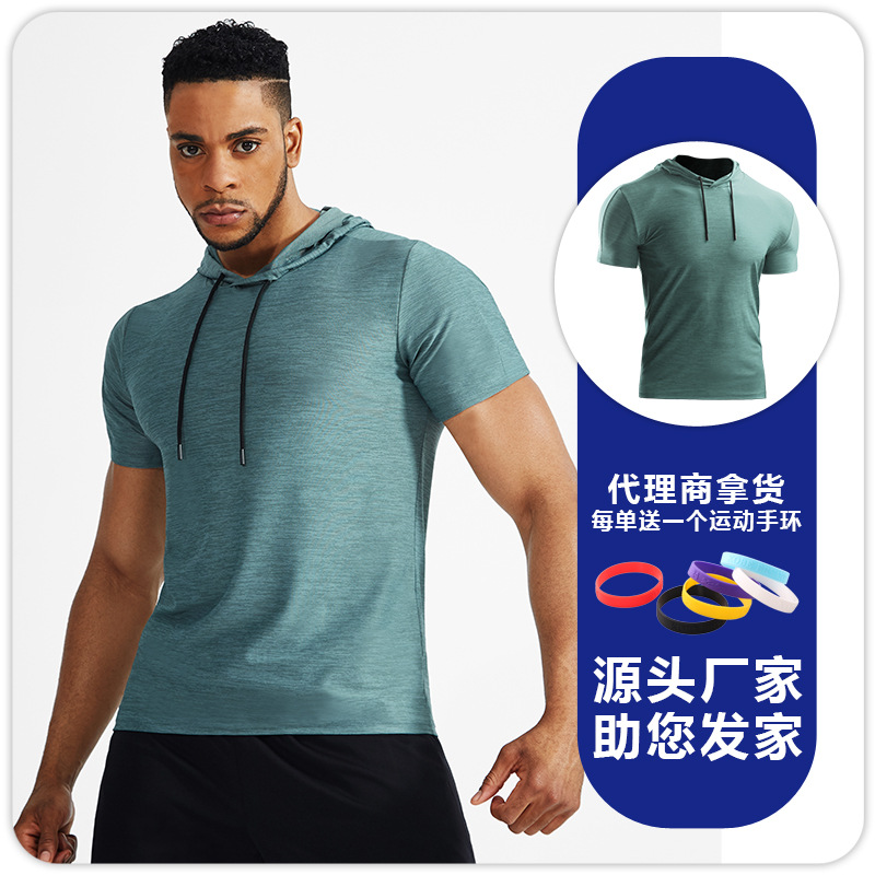 Marca de moda de verano con capucha de manga corta Camiseta suéter de los hombres más el tamaño de moda suelta deportes con capucha media manga Sudadera con capucha