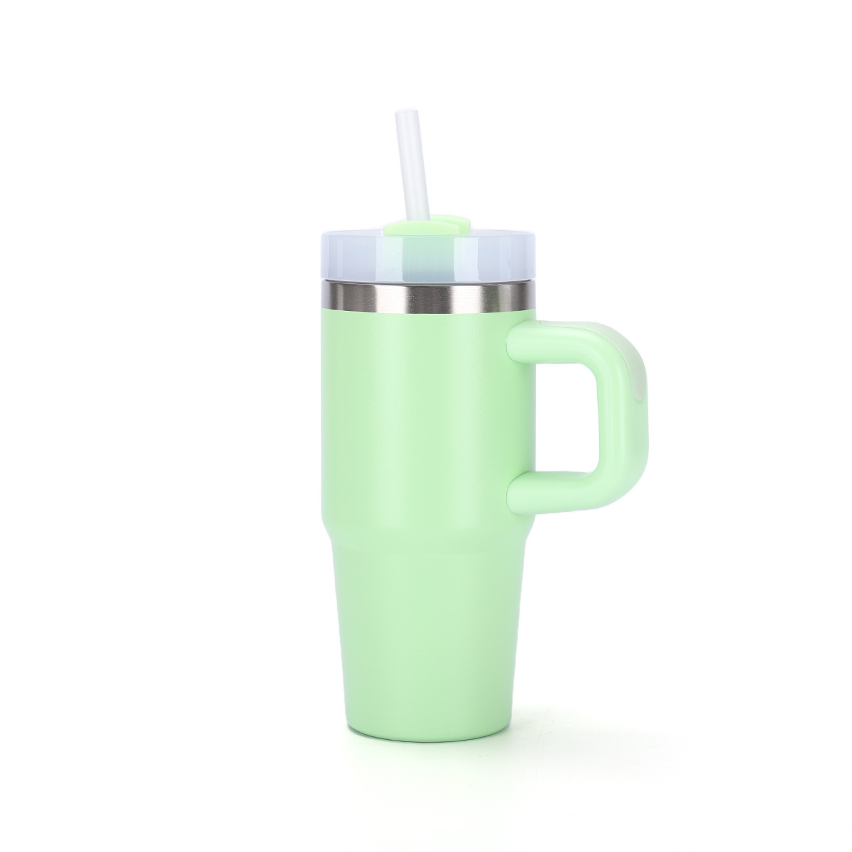 Taza térmica de vacío doble de 14 oz con pajita y asa, para auto image 7